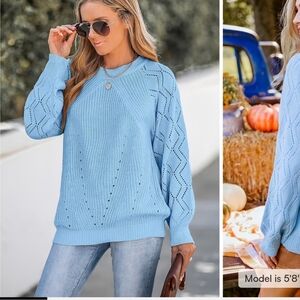 Women's Light Blue Knit Sweater Cupshe